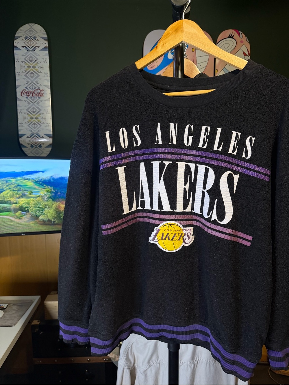 NBA Los Angeles Lakers Vintage Black Polar Fleece Crewneck